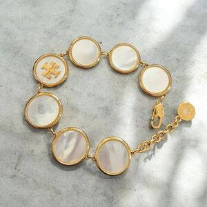 Tory Burch Gold-Tone Bracelet with Mother-of-Pearl Discs